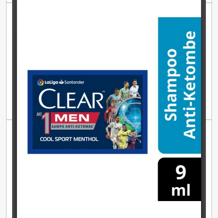Shampo Sachet Clear Sport Methol 9ML isi 5